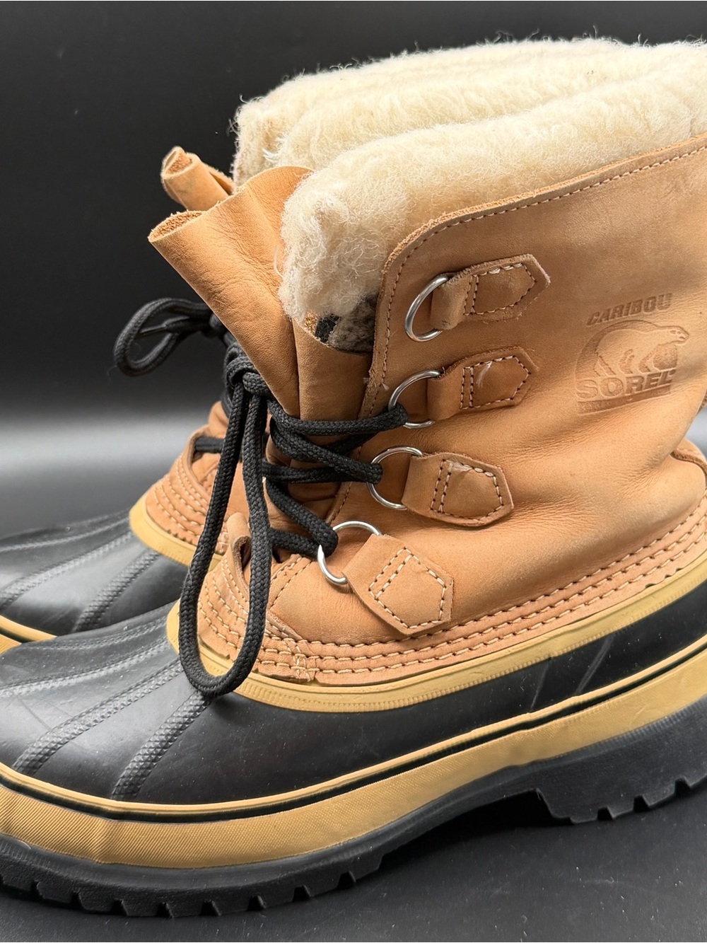 Sorel Caribou Shearling-Trim women’s Winter Boots waterproof snow nubuck size 7